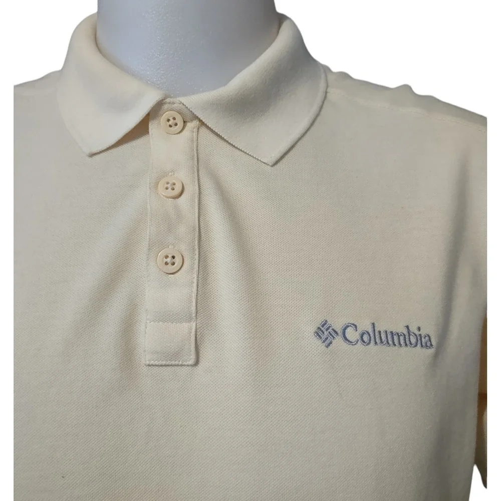 Columbia Polo Shirt Mens Medium Golf Casual Omni-Wick blend 3 button Logo Yellow - Picture 4 of 12